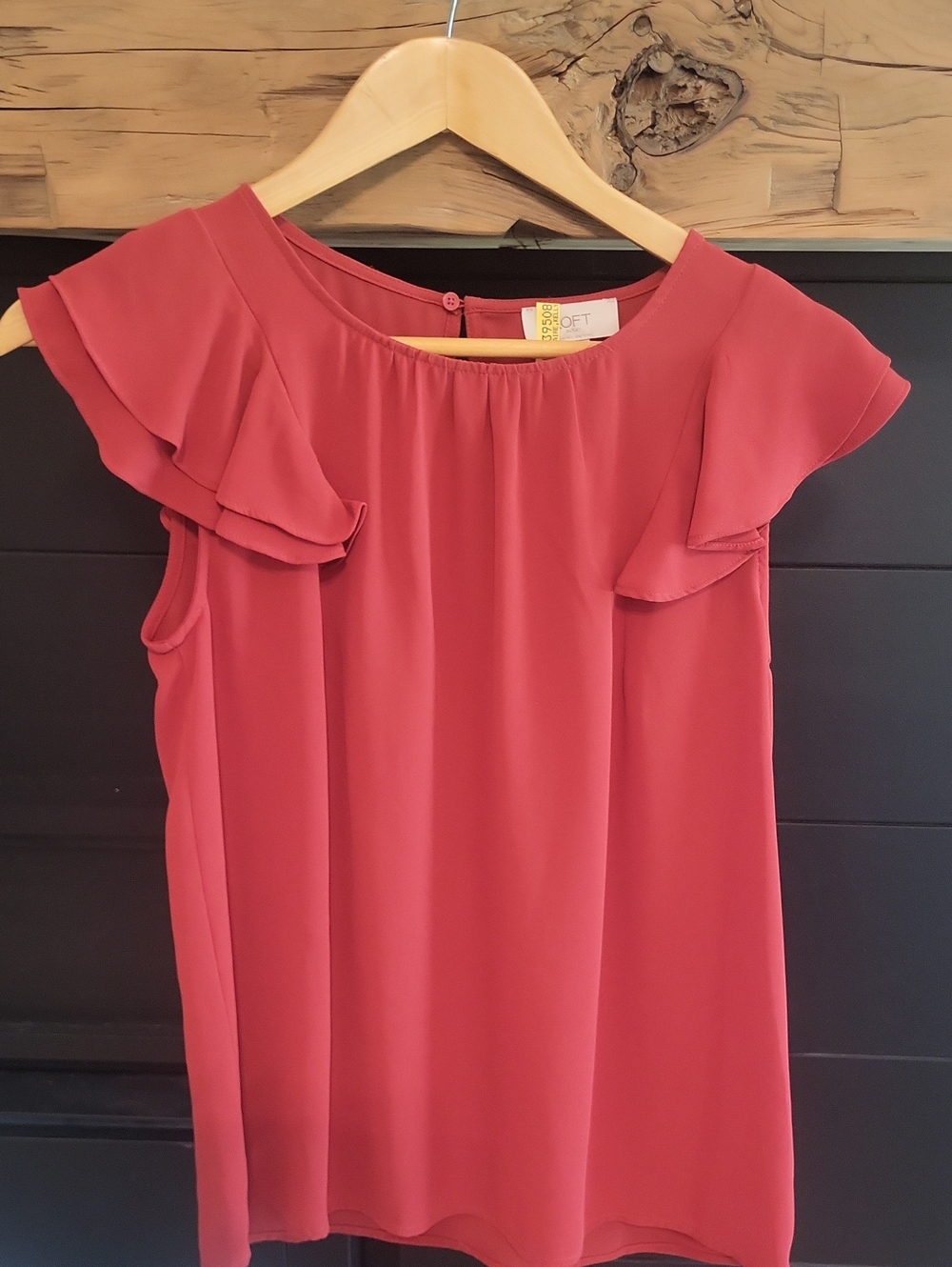LOFT Crimson Red Flutter Sleeve Blouse